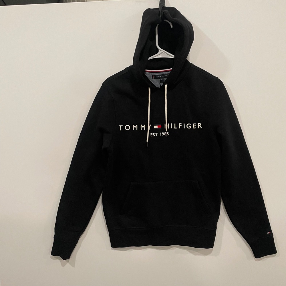 Tommy Hilfiger Black Logo Hoodie Est‎ 1985 Men's Size XS